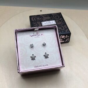 Isabella M solid sterling silver 925 and CZ post stud earrings.